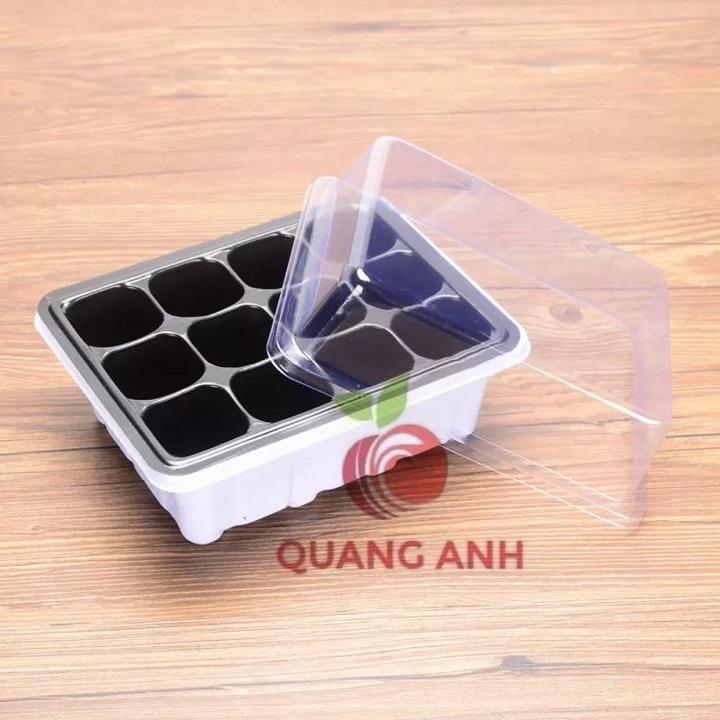 5 Khay Ươm Hạt Giống - Ươm Cây Trồng - 12 Lỗ - Có Nắp Đậy Chuyên Dụng