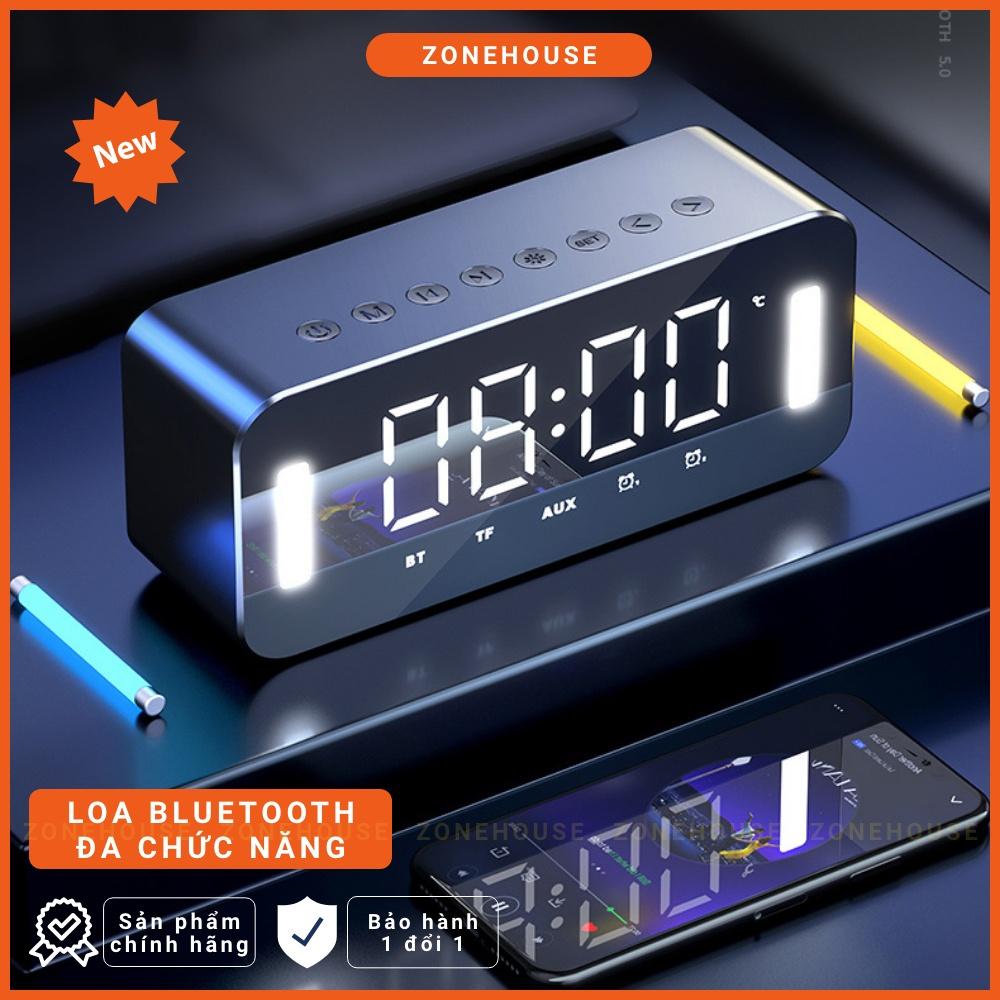 Loa Bluetooth màn hình gương ZH8-NEW, đèn led gương, đồng hồ báo thức, đèn ngủ, FM, karaoke, chống ồn, Bass căng - Hàng Chính Hãng