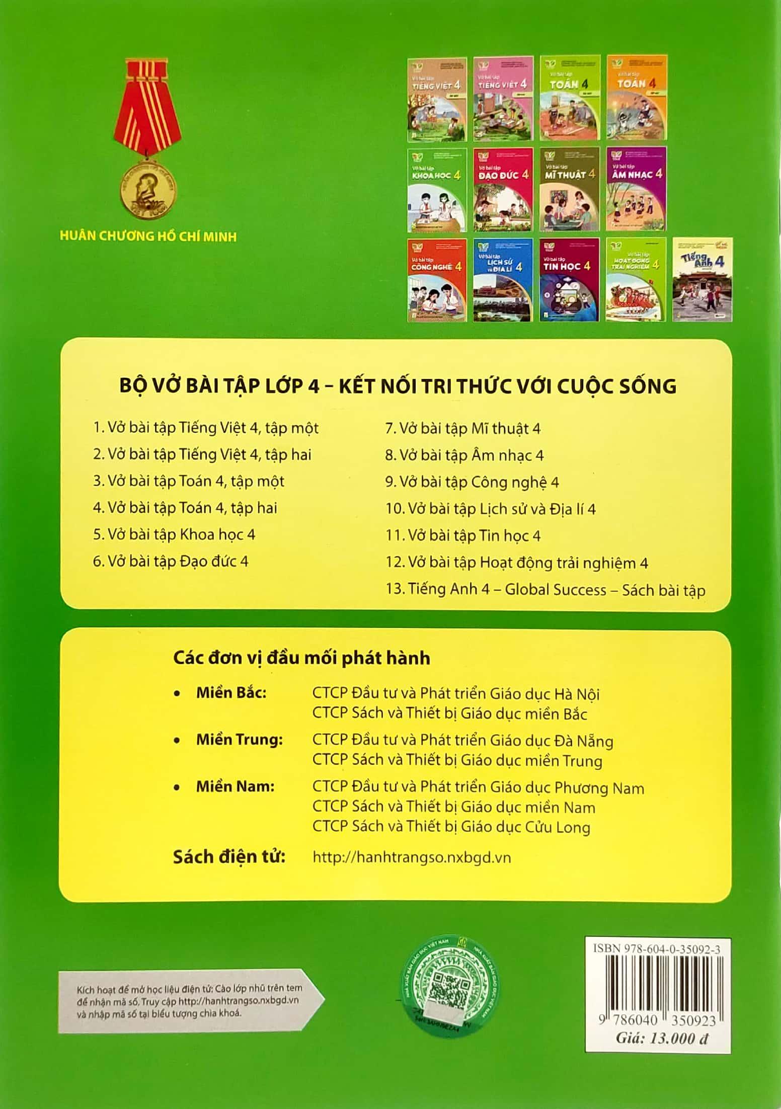 Sách Giáo Khoa Vở Bài Tập Khoa Học 4 (Kết Nối) (Chuẩn)