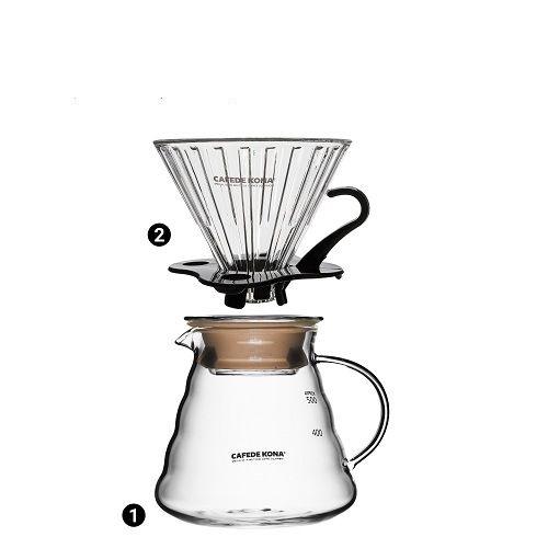 Bộ pha Pour over gồm phễu V60 và bình đựng Cafede Kona - chính hãng