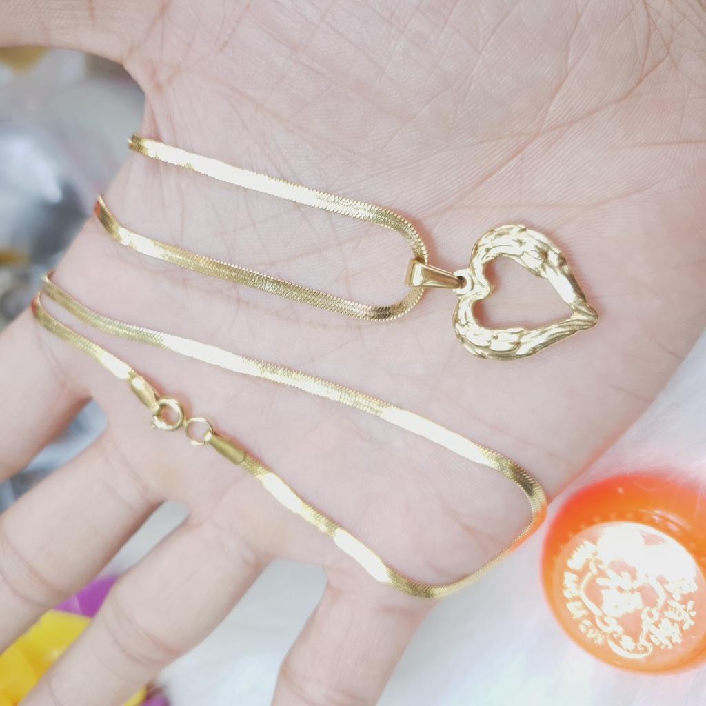 Dây Chuyền Dập Trái Tim Đúc Nhẹ Titanium Cao Cấp-Dùng lâu dài tắm rửa thoải mái không đen