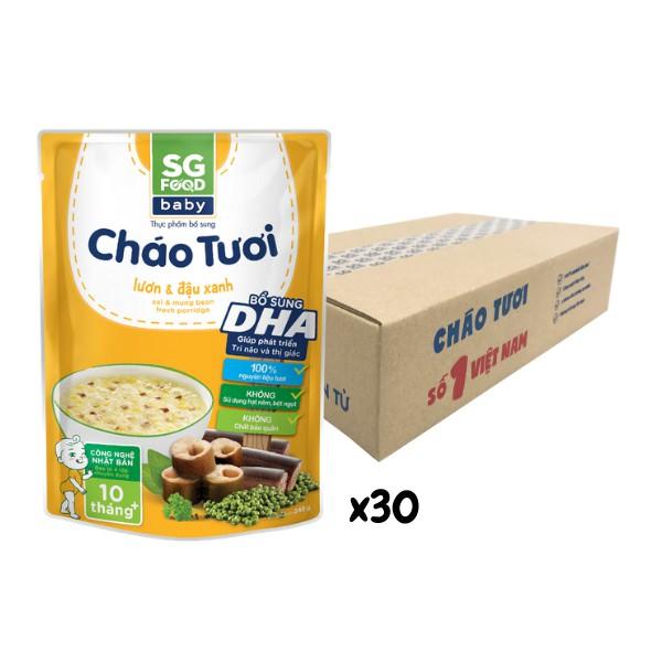 Thùng 30 Gói Cháo Tươi Baby SG Food Lươn Đậu Xanh 240g