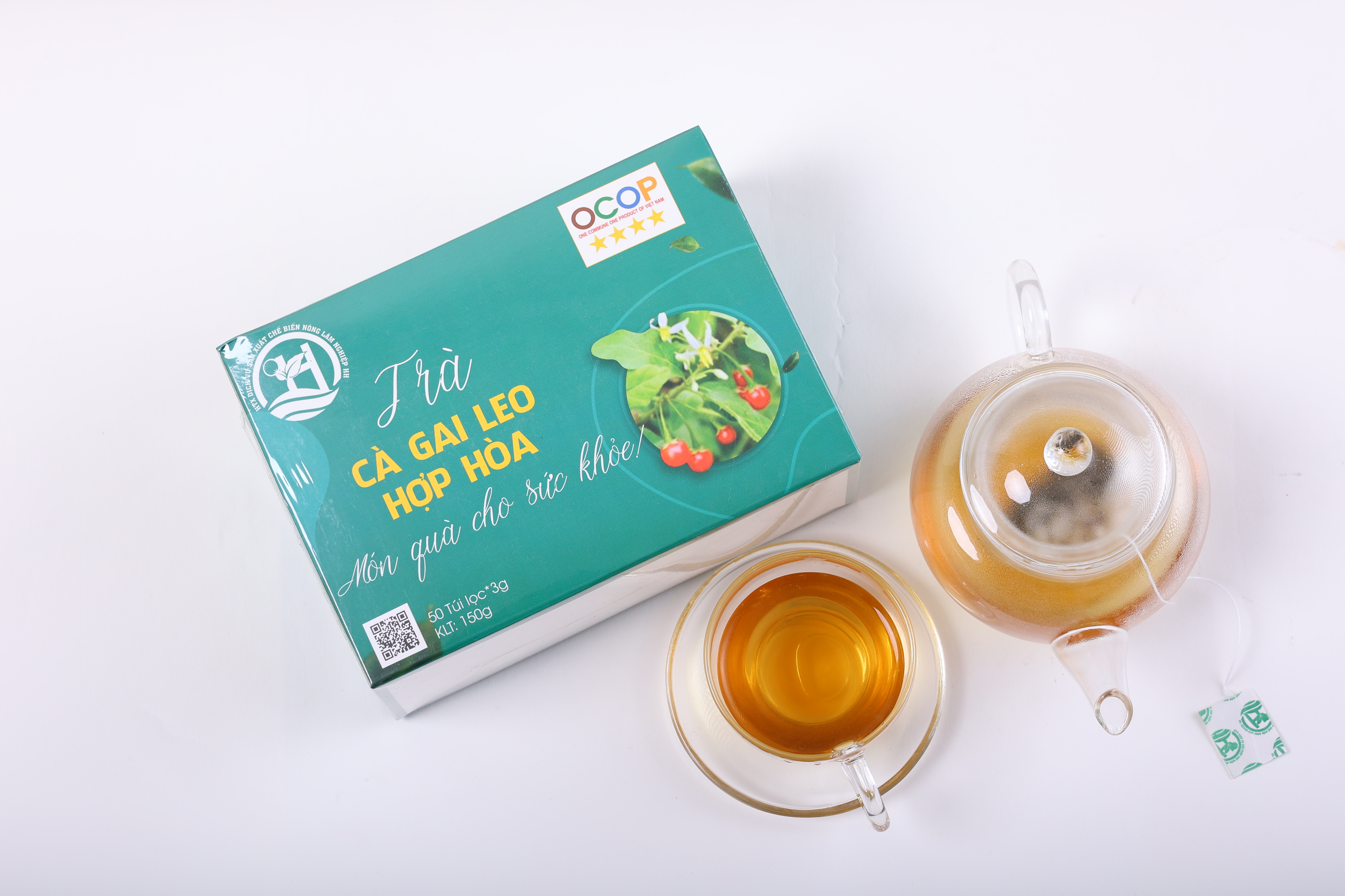 Trà Cà Gai Leo Hợp Hòa - Cà gai leo+Xạ đen+Cỏ Ngọt - 50 túi lọc - OCOP 4 Sao