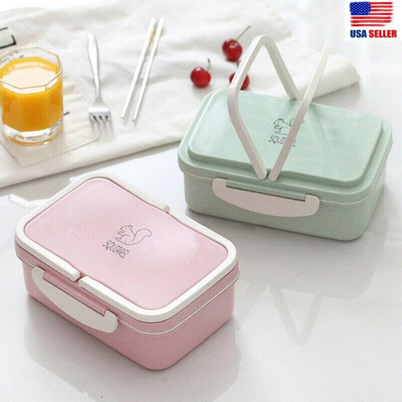 NEW Eco-friendly Wheat Straw Microwave Bento Lunch Box Food Container Storage US