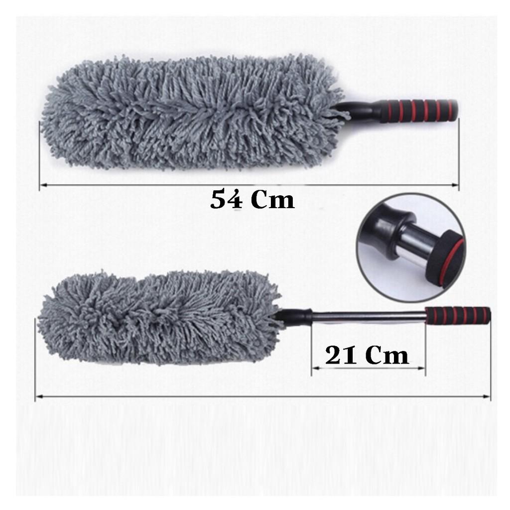 Chổi Lau Bụi Sợi Dầu Ô Tô Đa Năng Cán Điều Chỉnh Tròn - Kèm 5 viên sủi pha nước rửa kính lái