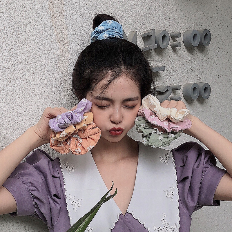 Dây buộc tóc Scrunchies hoa nổi dễ thương HD84