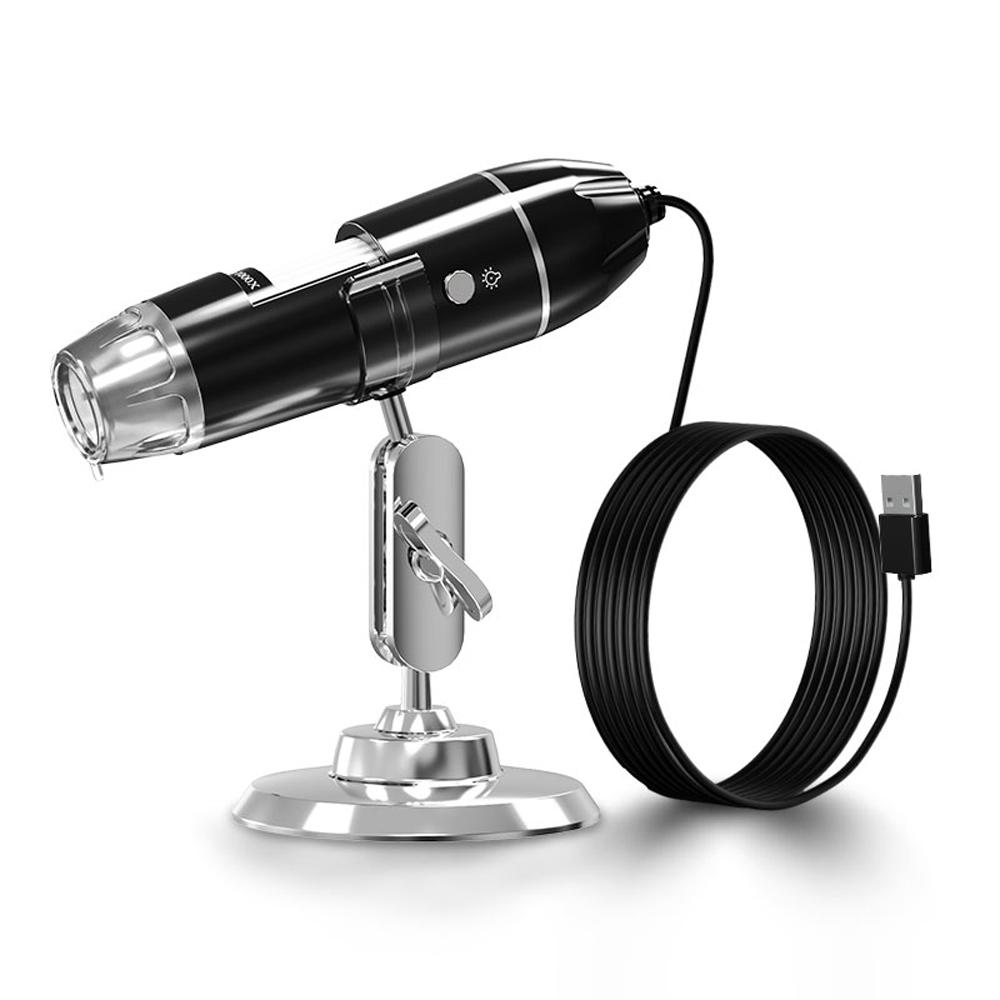 300000 Pixels 1000X USB Connection Portable Digital Microscope Photo Video Modes Multi-function Microscope 360° Bracket 8 LED Adjustable Fill-light for Daily Observation