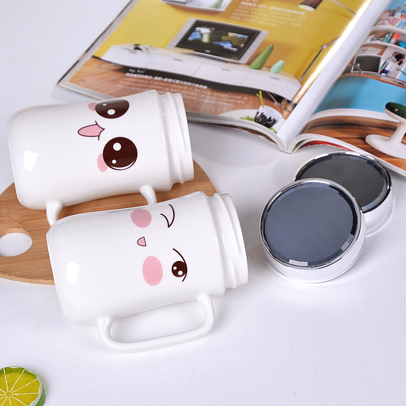 Ly Sứ Uống Trà , Cà Phê 400ml Nắp Trắng Kèm Hộp Và Dụng Cụ Cọ Rửa Ly