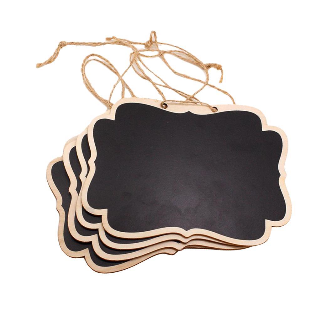 4 x Mini Wooden Hanging Blackboard Chalk Boards Garden Sticker#1