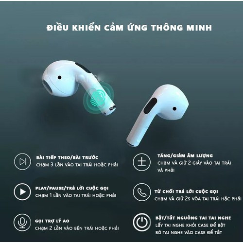 Tai nghe không dây SINO  Air Pro 4 Bluetooth 5.0 đổi tên, định vị, cảm biến siêu nhạy - Tai nghe bluetooth - Hàng nhập khẩu - TNB03