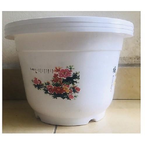 Chậu Nhựa In Hoa Văn Bốn Mùa A300 - Chậu trồng cây giá rẻ bền đẹp