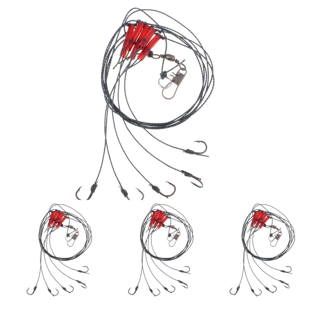 100m PE Fishing Wire and 5pcs Fishing String Hook Fish Rigs Lure Baits Hook