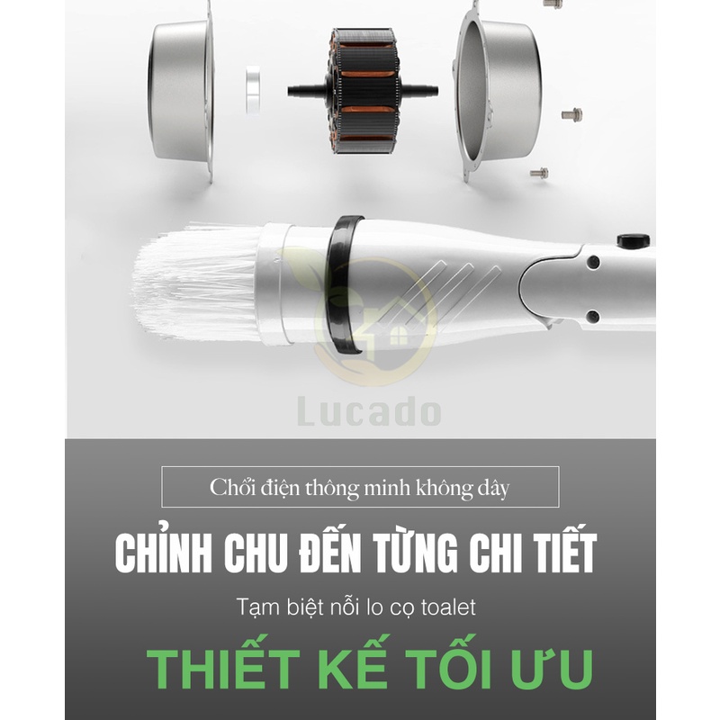 Chổi Điện Cọ Nhà Vệ Sinh Bồn Cầu Toa Let Đa Năng Không Dây Cầm Tay Đa pin 4000 MAH