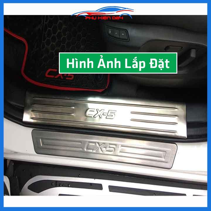 Bộ ốp bậc cửa trong ngoài nẹp bước chân CX-5 2018-2019-2020-2021-2022 Inox chống trầy trang trí xe