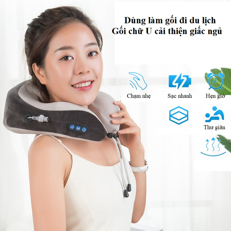 Gối Massage Cổ Hồng Ngoại Tích Điện, Máy Massage Cổ Hồng Ngoại Tích Điện Cao Cấp J97