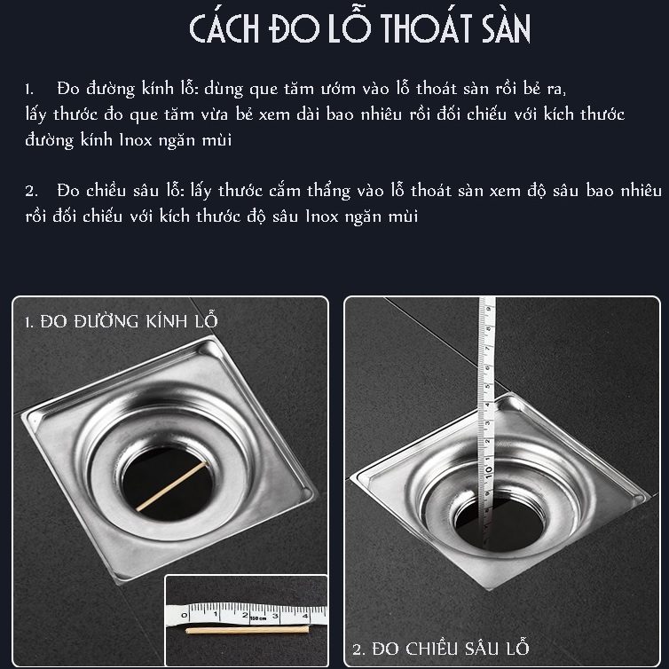 Phụ kiện thoát sàn chống mùi hôi thối, ngăn vi khuẩn INOX 304