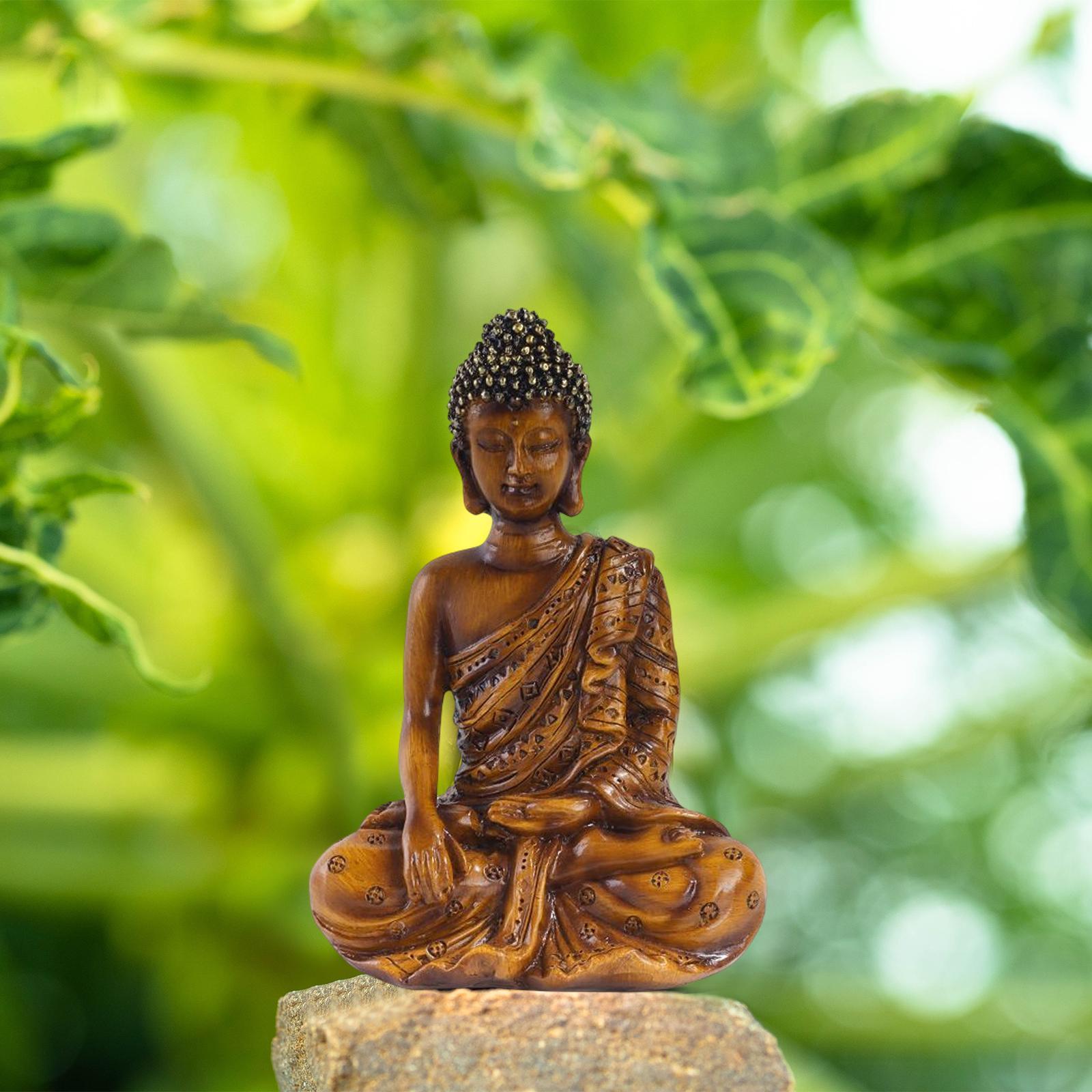Resin Buddha Statue Thailand Buddha Figurine for Living Room Garden Tabletop