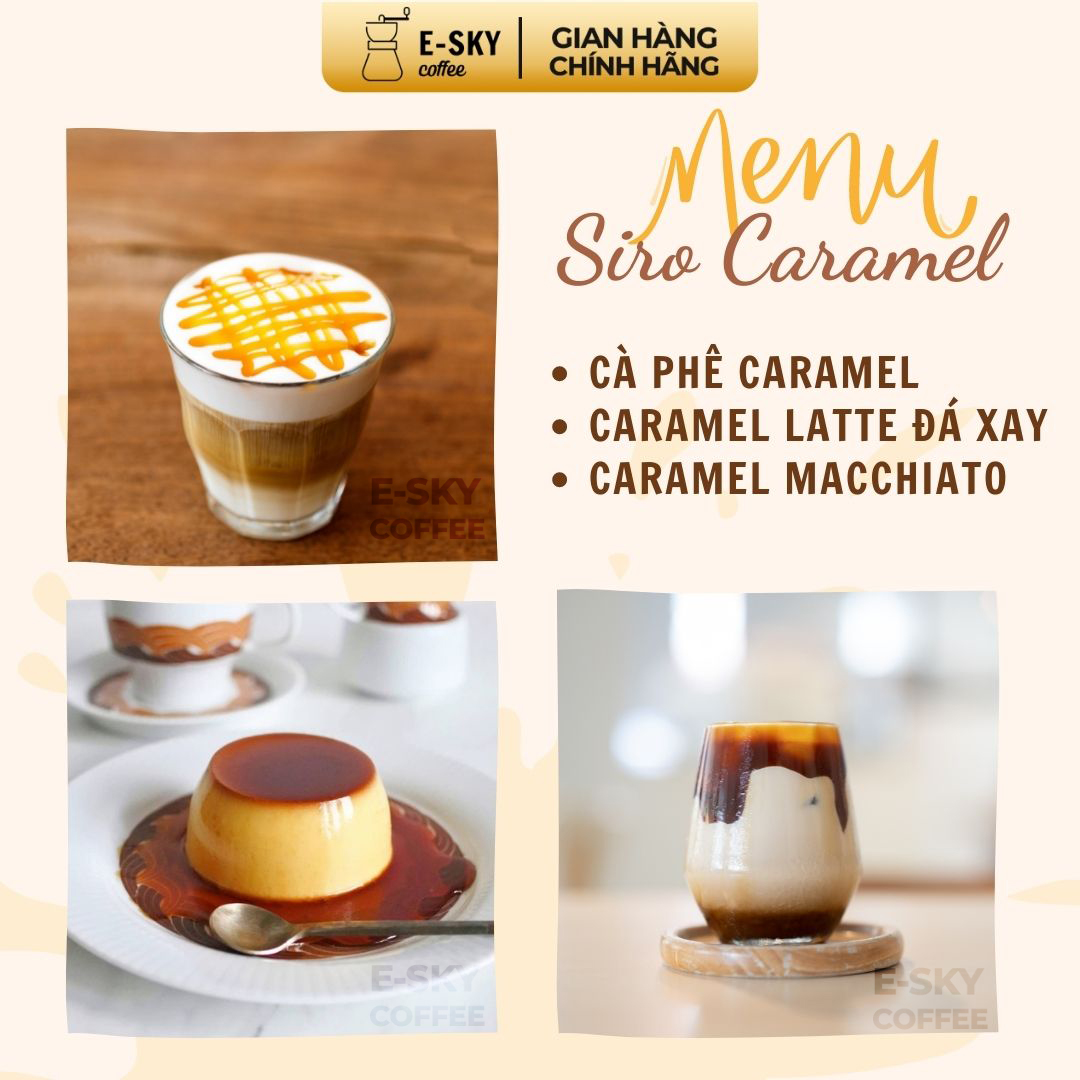 Siro Caramel Pomona Caramel Syrup Nguyên Liệu Pha Chế Hàn Quốc Chai Thủy Tinh 1 Lít