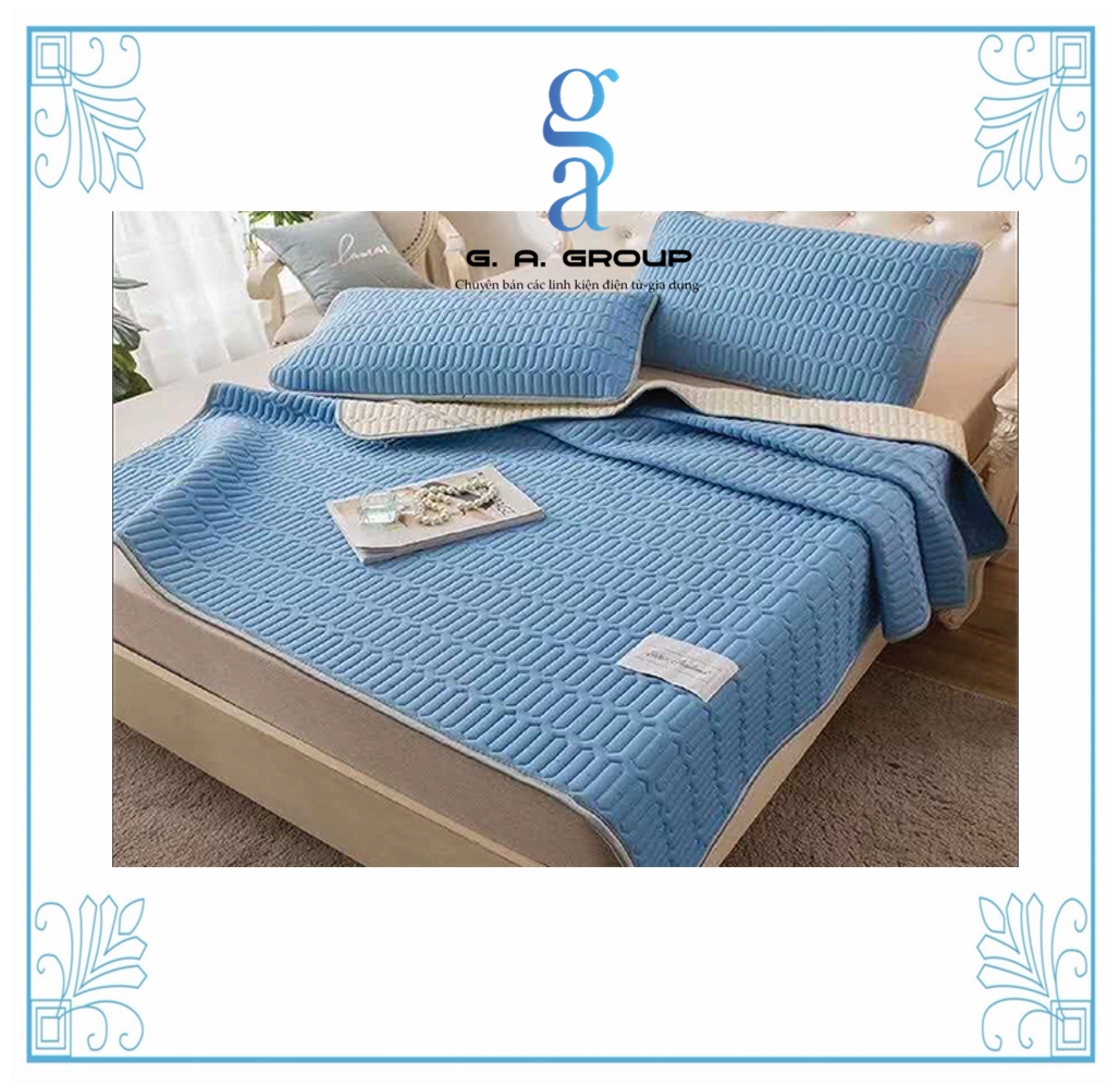 Chiếu điều hòa Tencel cao su non loại trơn - Tặng kèm 02 vỏ gối cùng màu