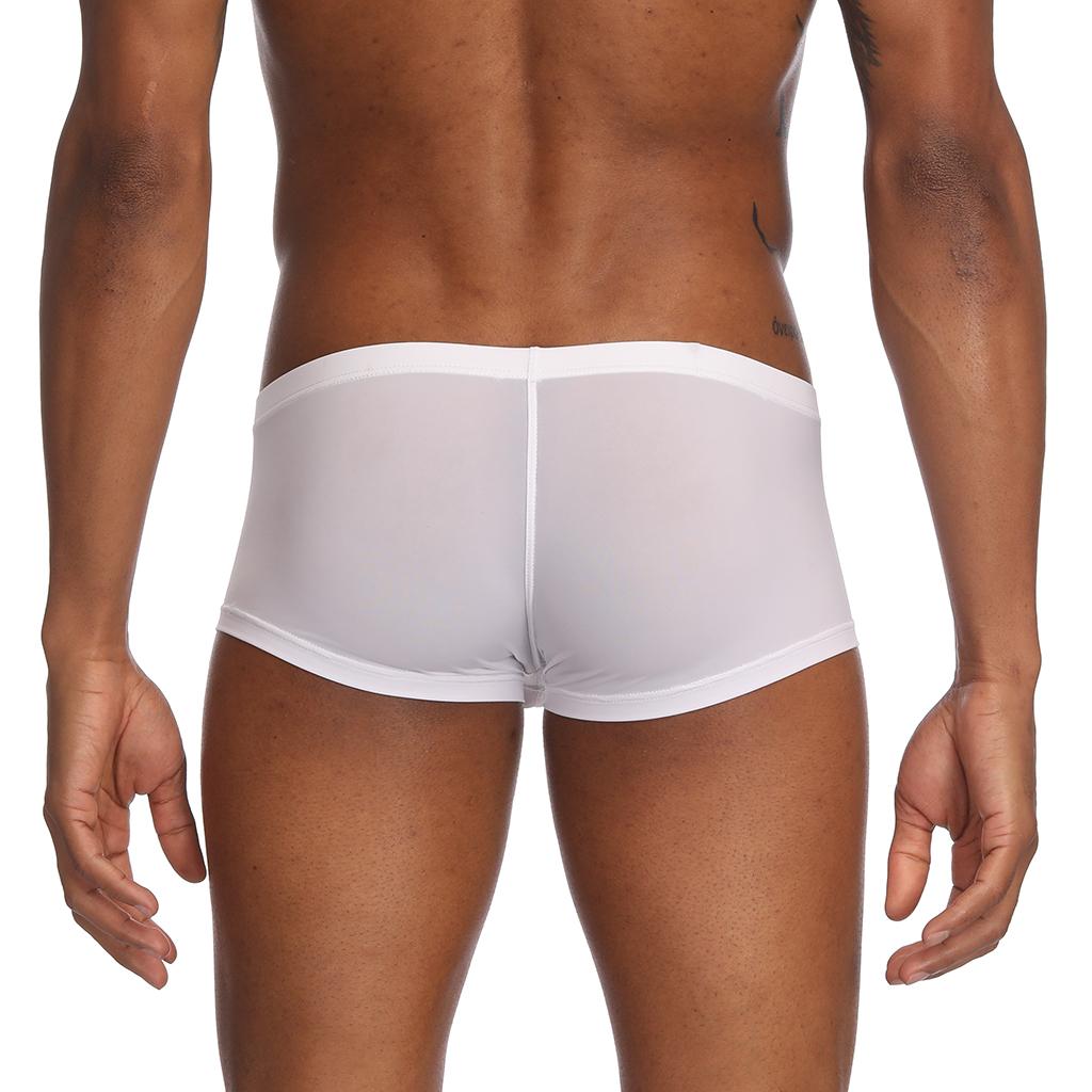 Men Soft Underwear Shorts Mesh Solid Boxer Briefs Trunks Pants Sexy Lingerie