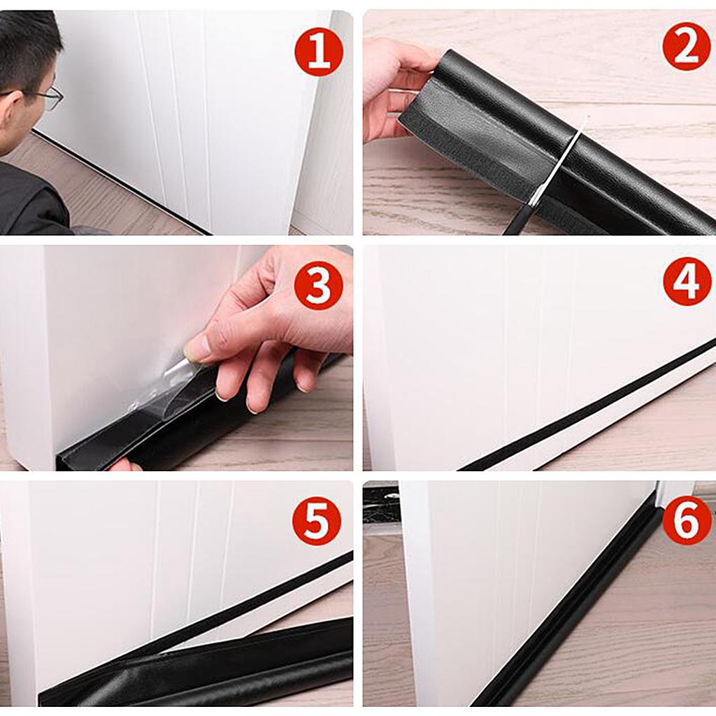 2xDoor Draft Stopper Door Draft Blocker Strong Adhesive 38" Length Black