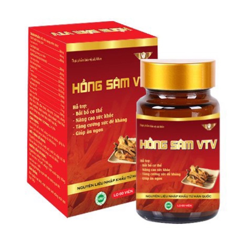 Viên uống Hồng sâm VTV Vinh Thịnh Vượng VV, hộp 60v, bồi bổ khí huyết, tăng cường sức đề kháng