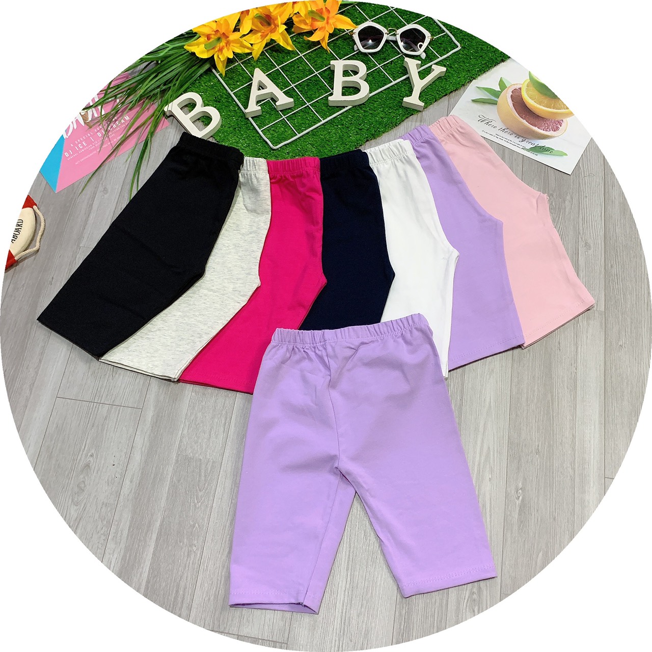 Quần legging lửng cho bé combo 3c cotton co giãn 9-20kg