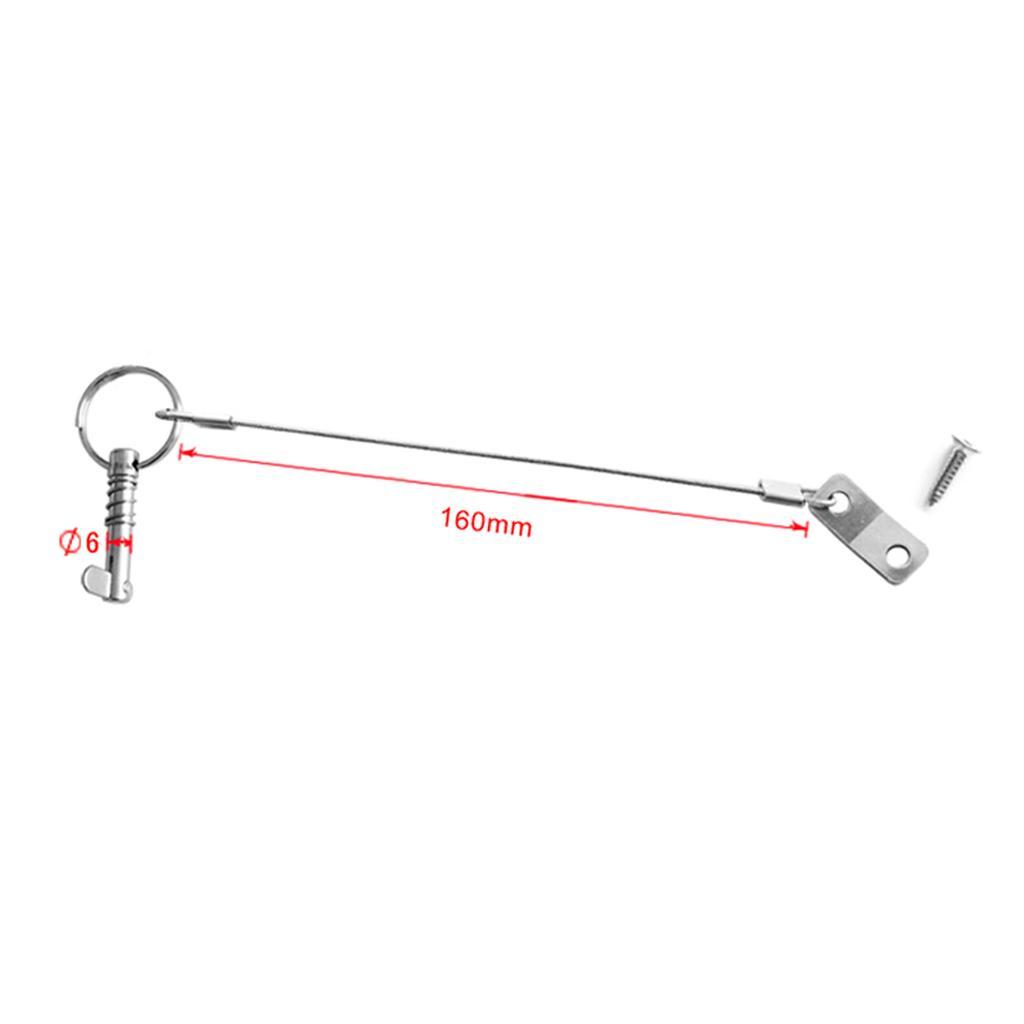 2PCS Marine Boat Top Pin Quick Release Pin Stainless Steel & Lanyard Bimini