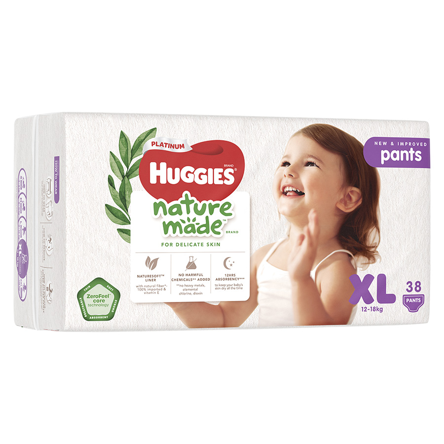 Tã Quần Siêu Cao Cấp Huggies Platinum Nature Made XL38 (38 Miếng)