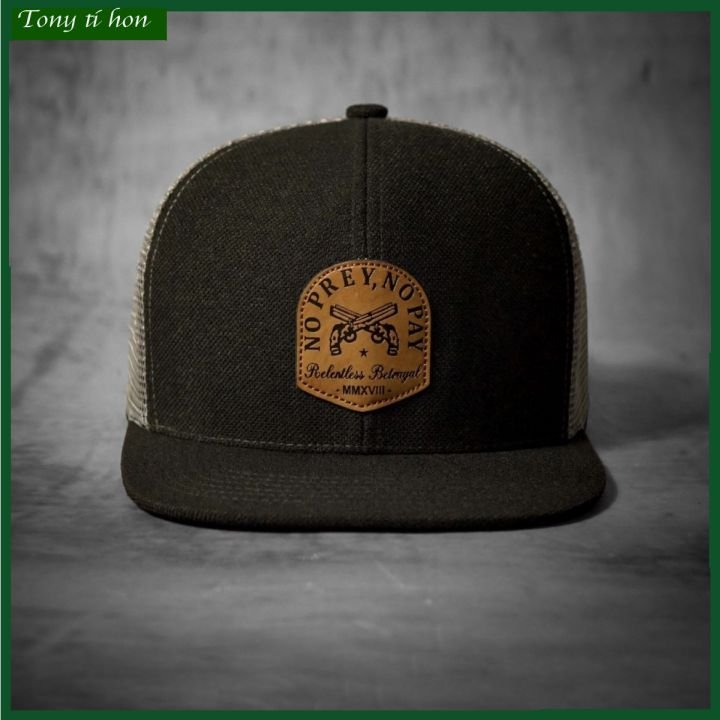 [ Miễn ship / giảm giá ] MŨ NÓN KẾT LƯỠI TRAI NAM NỮ SNAPBACK VÀNH PHẲNG PREY CÁ TÍNH - màu đen nâu