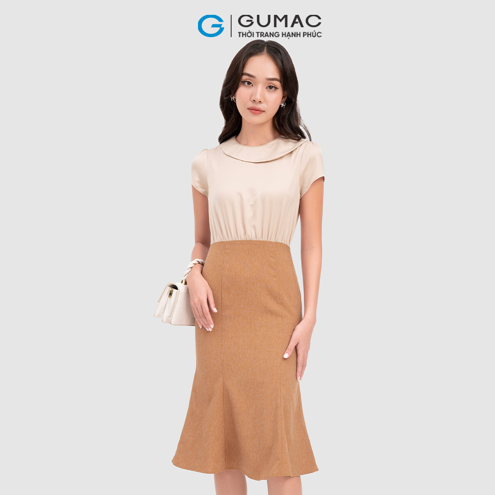 Đầm đuôi cá GUMAC DC11070 phối lụa phong cách