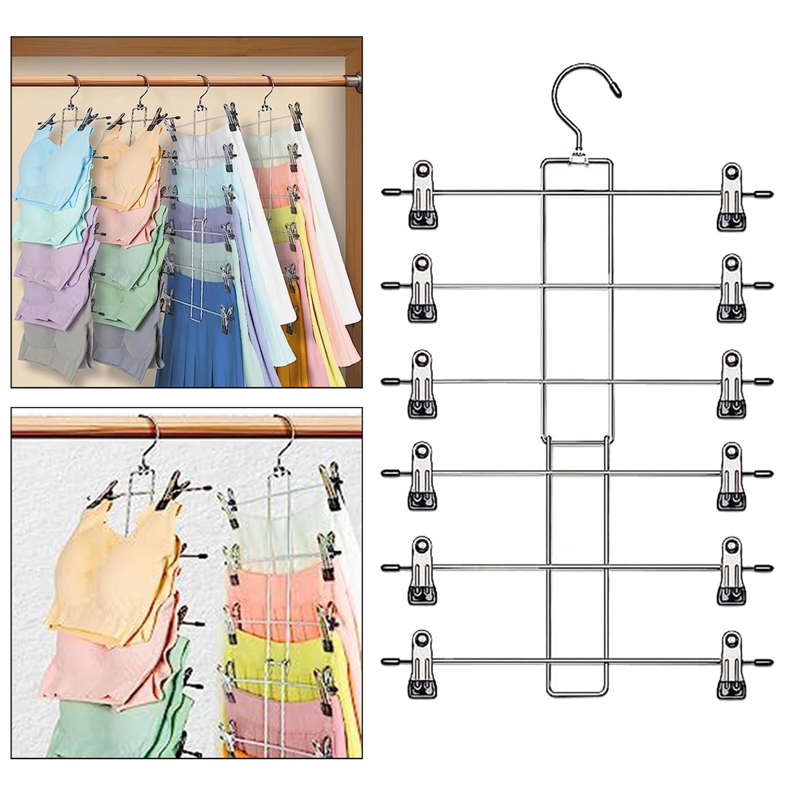 Skirt Hanger Heavy Duty 6 Tier Pants Hanger for Slacks Kids Clothes Shorts