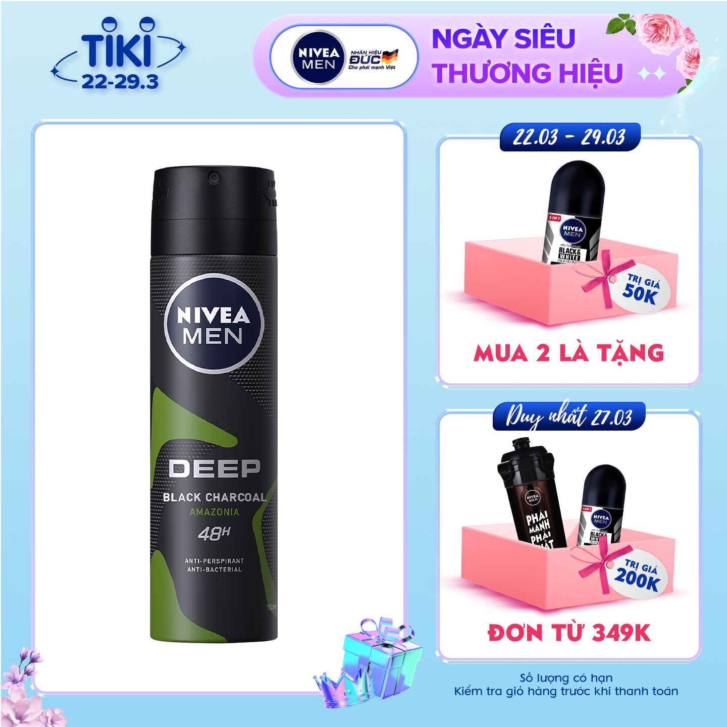 Xịt Ngăn Mùi Nivea Than Đen Hương Rừng Amazon - 85371 (150ml)