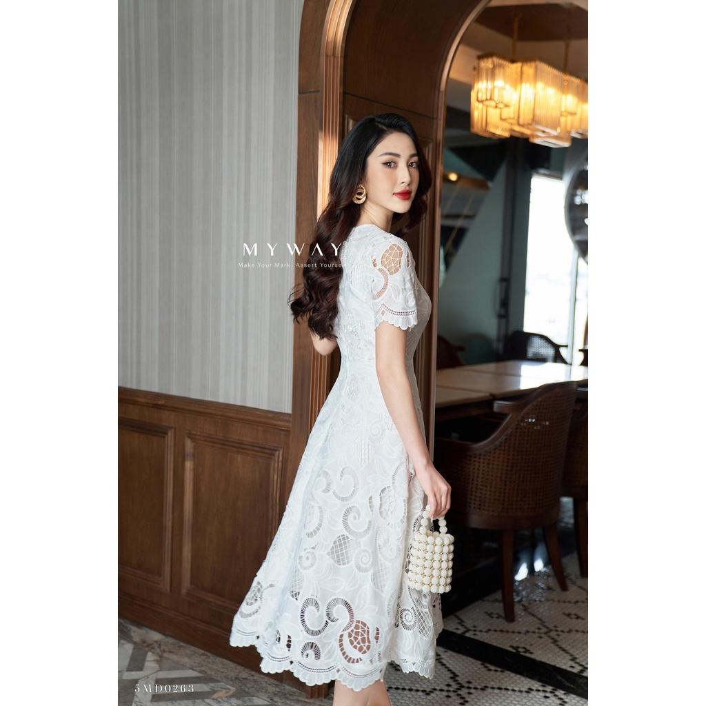 Đầm Nữ Trắng Công Sở MY WAY Dáng Xòe Thiết Kế Cao Cấp 5MD0263
