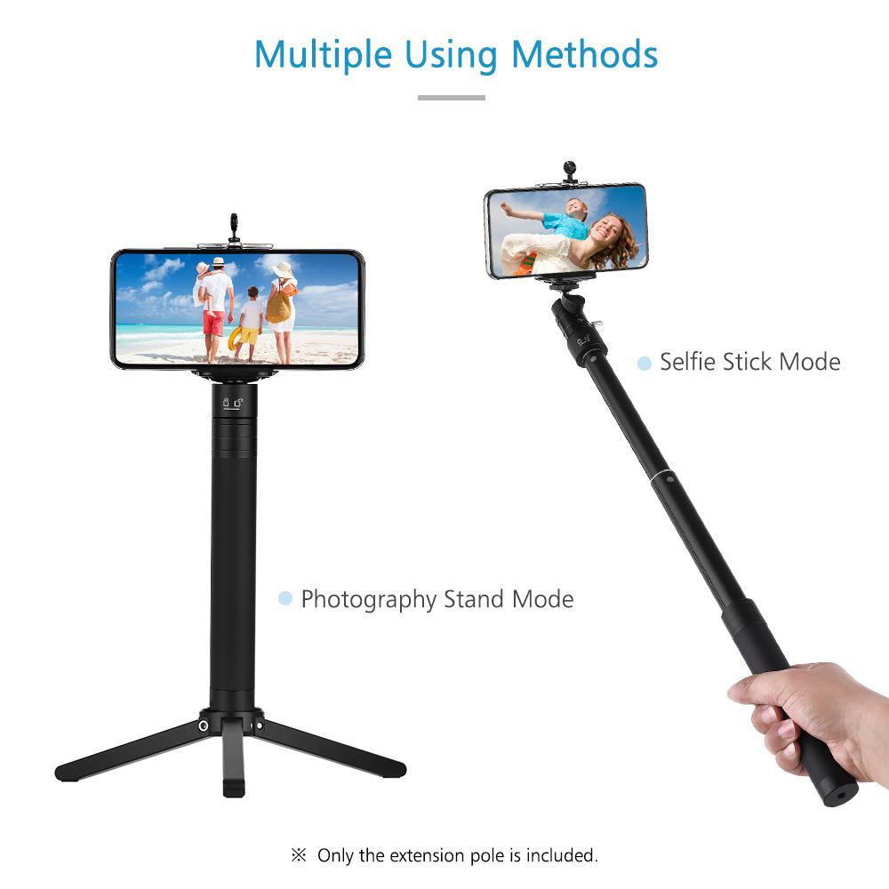Portable Handheld Adjustable Extension Pole 5-Section Extendable Selfie Stick 1/4 Inch Screw Mount for FeiyuTech G5 /