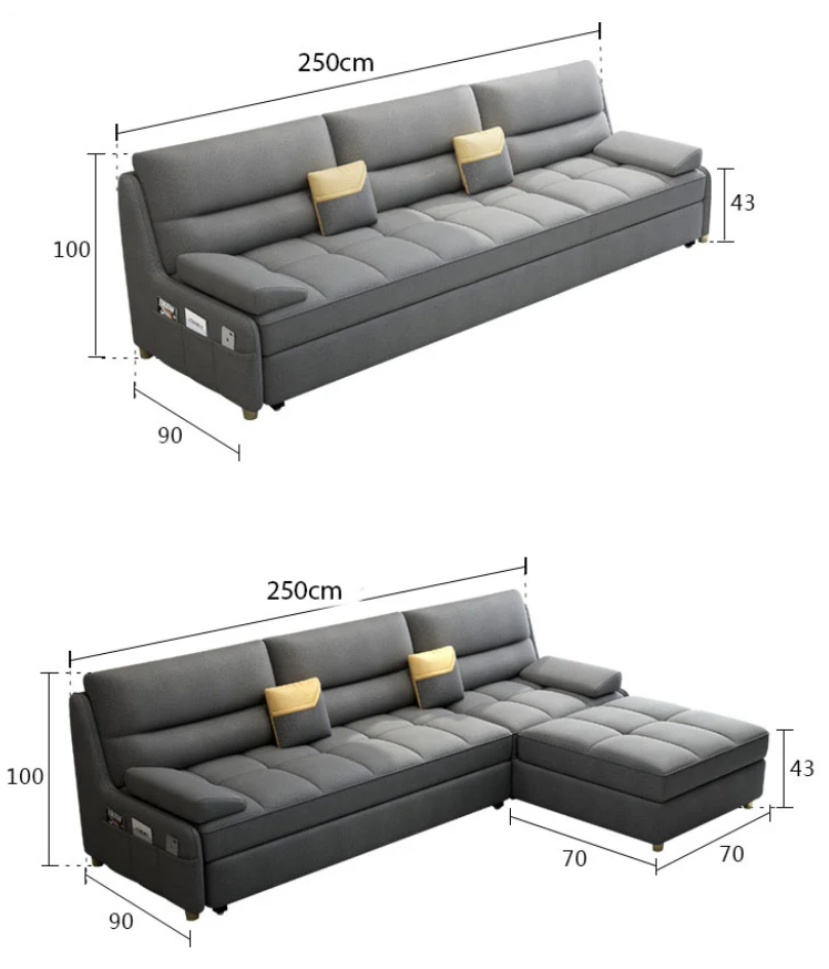 Sofa giường đa năng hộc kéo cao cấp HGK-19 ngăn chứa đồ tiện dụng Tundo KT 2m5