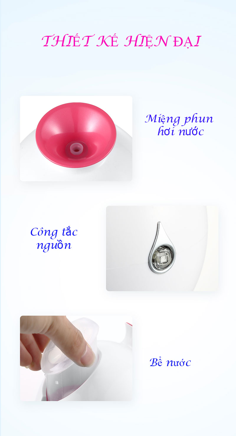 Máy Xông Hơi Da Mặt Phun Sương ION, Hydrat Chăm Sóc Và Trẻ Hóa Da Mặt Cao Cấp - Hàng Chính Hãng