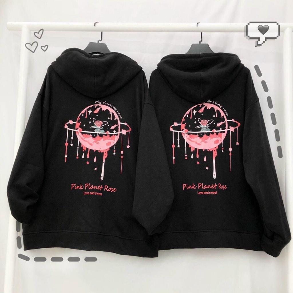 Áo Khoác Hoodie Nỉ Bông PINK PLANTE Dây Kéo Form Rộng Unisex Nam Nữ Phong Cách Hàn Quốc Ullzang KUN