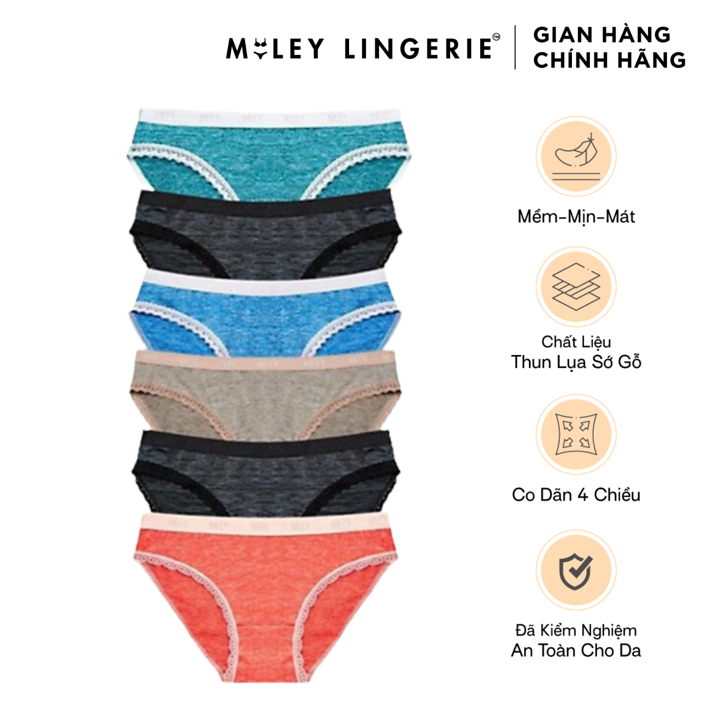 Combo 6 Quần Lót Nữ Sớ Gỗ Miley Lingerie FWS