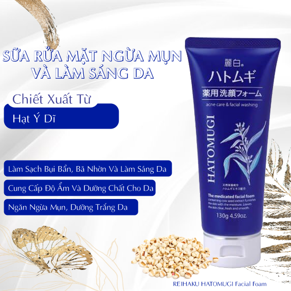 Sữa Rửa Mặt Reihaku Hatomugi Facial Foam Ngừa Mụn Và Làm Sáng Da - 31302 (Tuýp 130g)