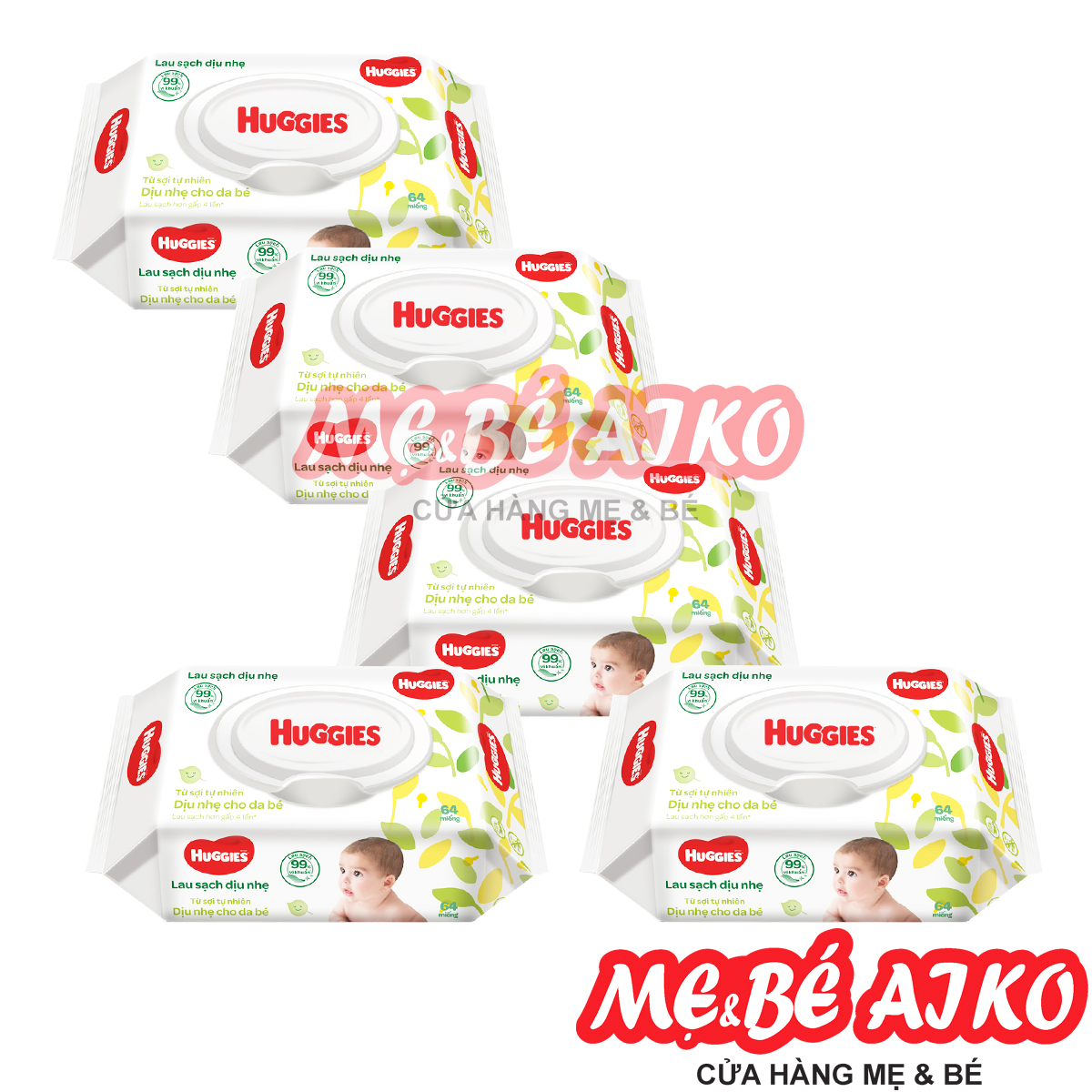 Combo 5 Khăn Ướt Dịu Nhẹ Cho Trẻ Sơ Sinh Huggies