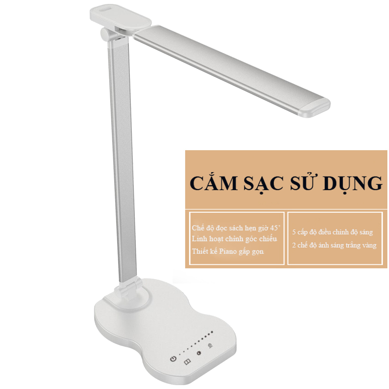 Đèn Bàn Học Led Làm Việc-Đọc Sách-Học Tập TCT-JB609 Chống Cận Bảo Vệ Mắt - 2 Chế Độ Sáng vs 5 Cường Độ Điều Chỉnh Nhiệt Độ Vùng Sáng - Điều Chỉnh Góc Chiếu Linh Hoạt - Gấp Gọn Tiện Lợi - Hàng Chính Hãng