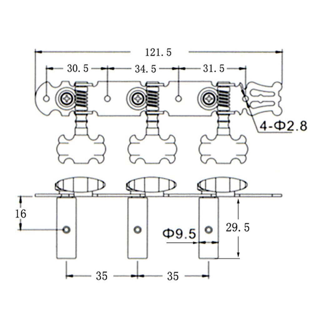 2pcs Classical Pegs Keys Machine Heads Tuner with White Button
