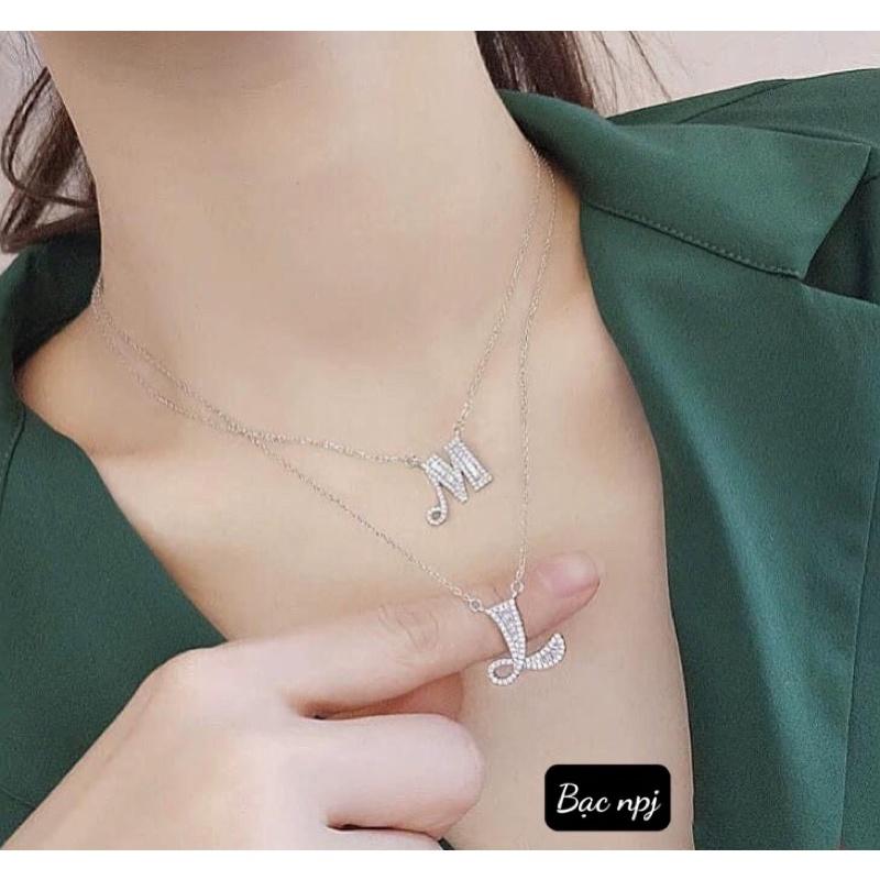 Dây chuyền chữ , Vòng cổ liền mặt chữ Cái Bạc Ta - Bạc Npj