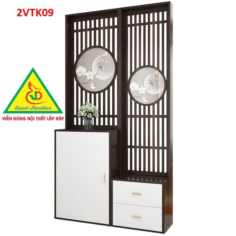 Tủ kệ trang trí kiêm vách ngăn phòng khách , nhà bếp 2VTK09- Nội thất lắp ráp Viendong Adv