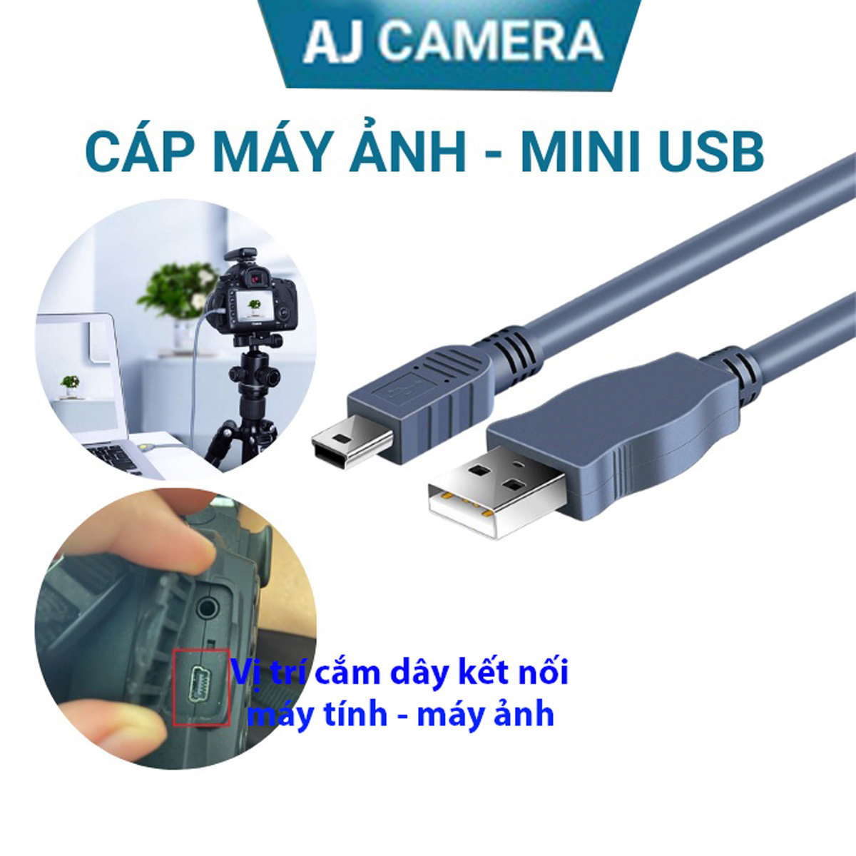 Dây cáp kết nối máy ảnh Canon với máy tính PC và Laptop loại tốt dùng CANON 60D, 70D, 6D, 7D, 5D MARK II, 5D MARK III, 700D,...