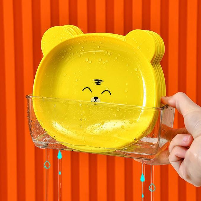 Đĩa Nhựa Hình Mặt Gấu Đựng Đồ Ăn Tiện Lợi , Decor Đẹp Mắt Tiện Ích