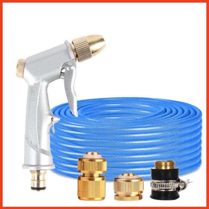 Rửa xe tưới cây Bộ dây và vòi xịt tăng áp lực nước 300% loại 25m cút đồng,nối đồng 206701