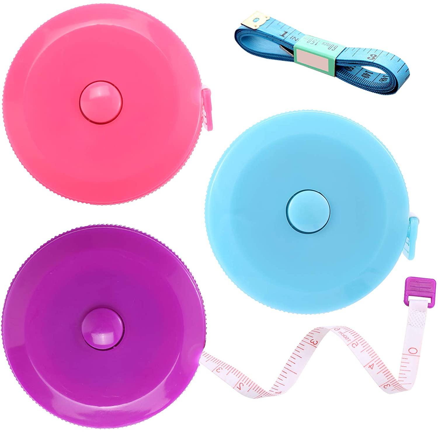 Cuộn thước dây 150cm 60Inch mềm mại thu lại được vỏ có nút bấm dùng để đo vải may đồ và lấy số đo cơ thể