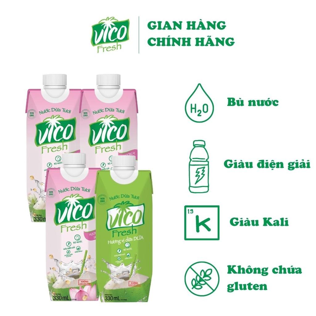 Nước Dừa ACP Vico Fresh - Combo 4 Hộp Nước Dừa 330ml